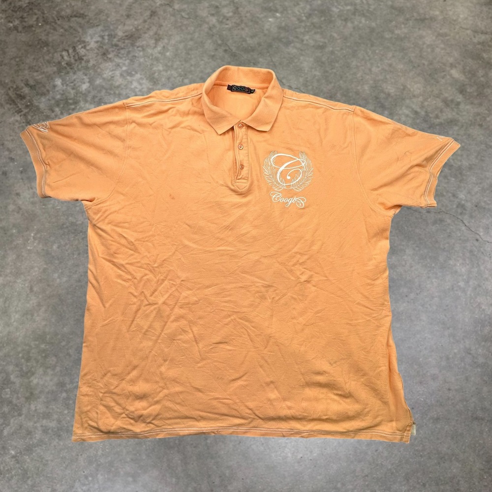 Vintage Coogi Polo Shirt Mens 4XL Orange Embroidered Logo Y2K Baggy Streetwear